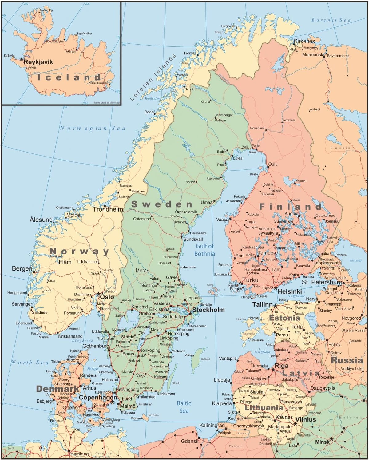 Mapa da Noruega país