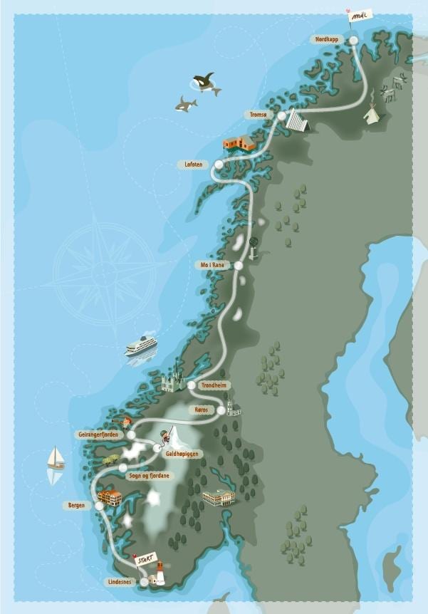 acampamento Noruega mapa