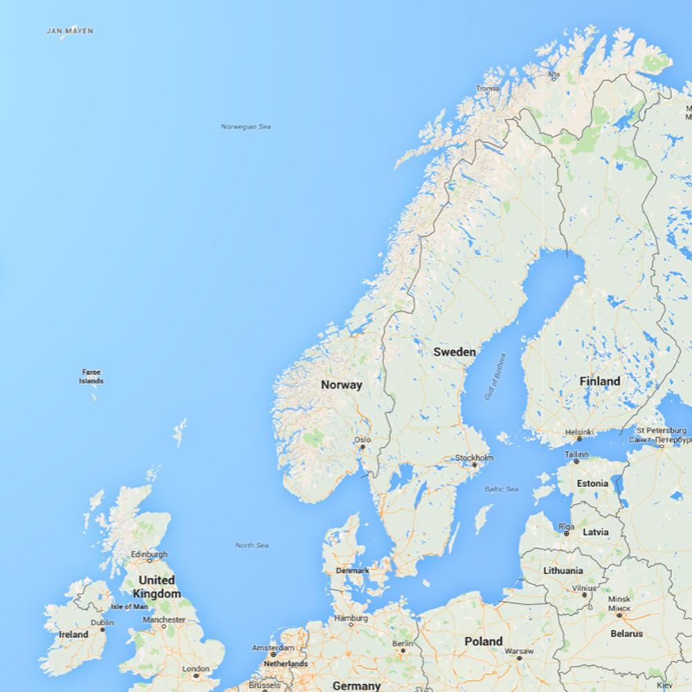A noruega costa mapa