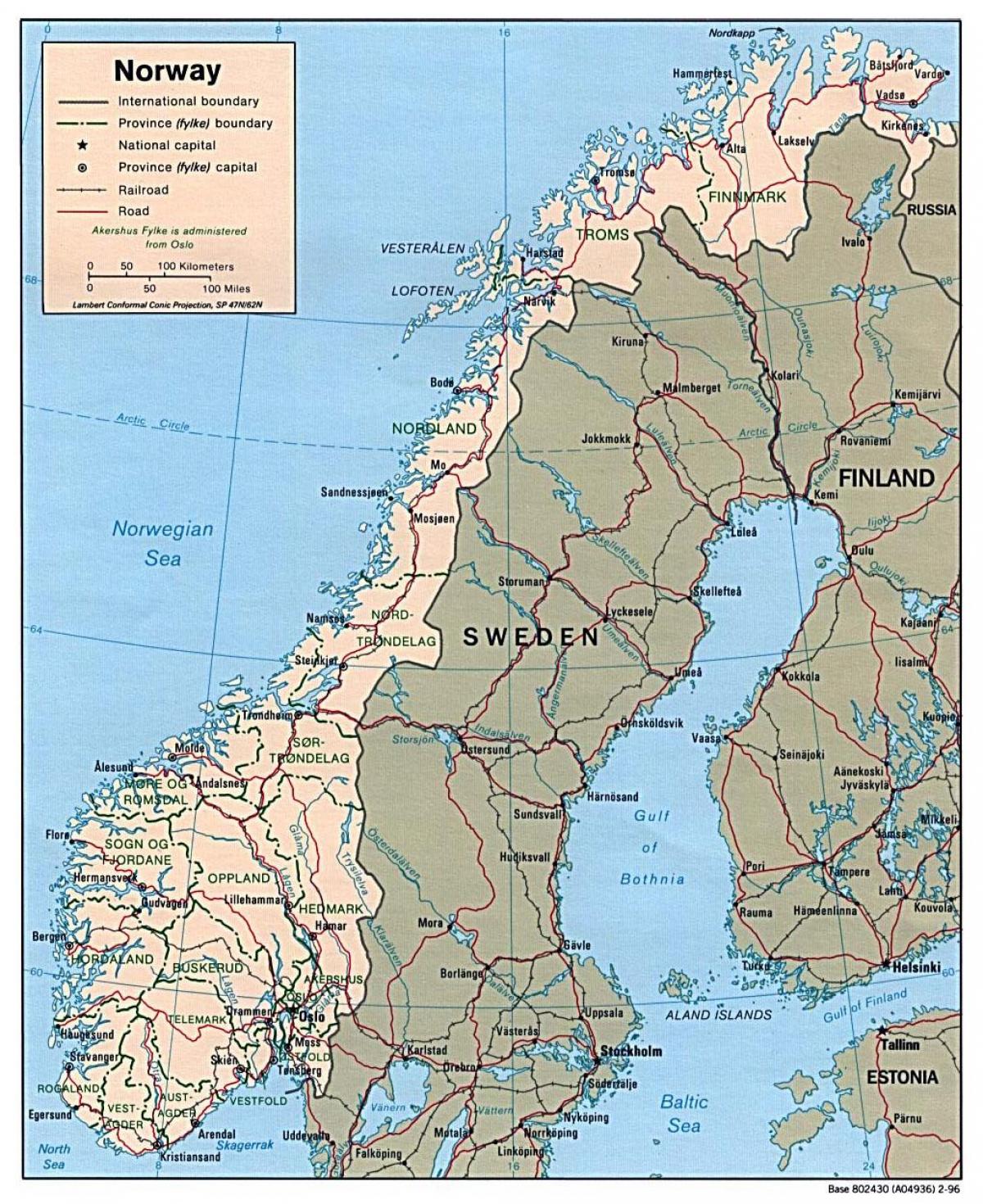 condução mapa da Noruega