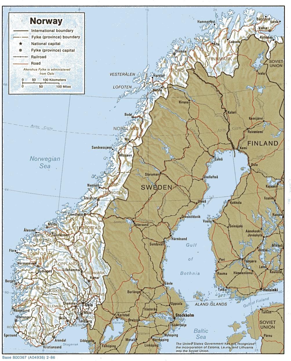 mapa geográfico da Noruega