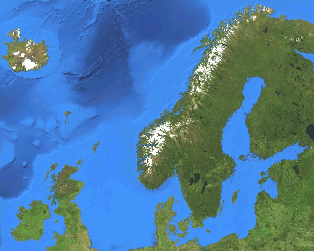Mapa da Noruega por satélite