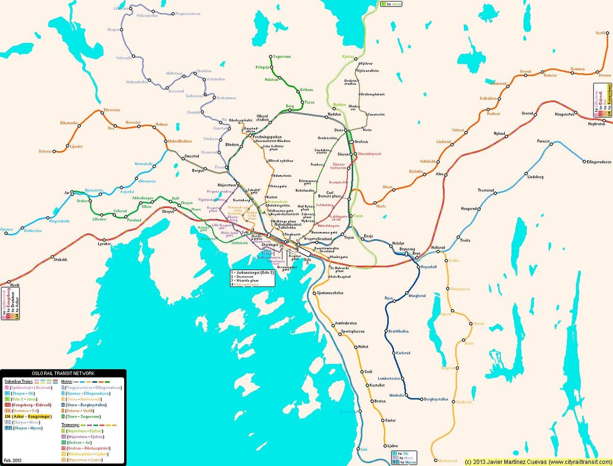 Mapa da Noruega metro