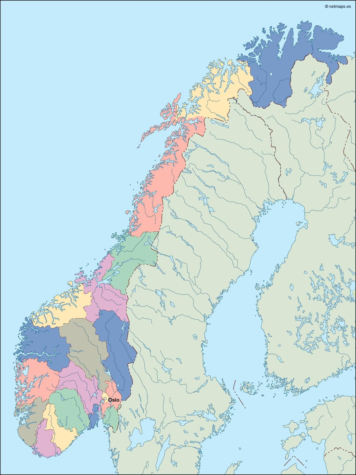 Mapa da Noruega vetor