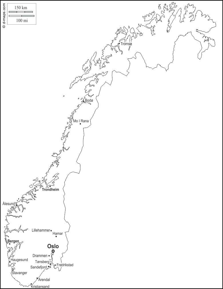 mapa em branco da Noruega