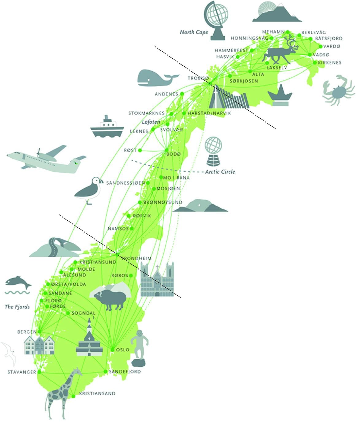 Mapa da Noruega turismo