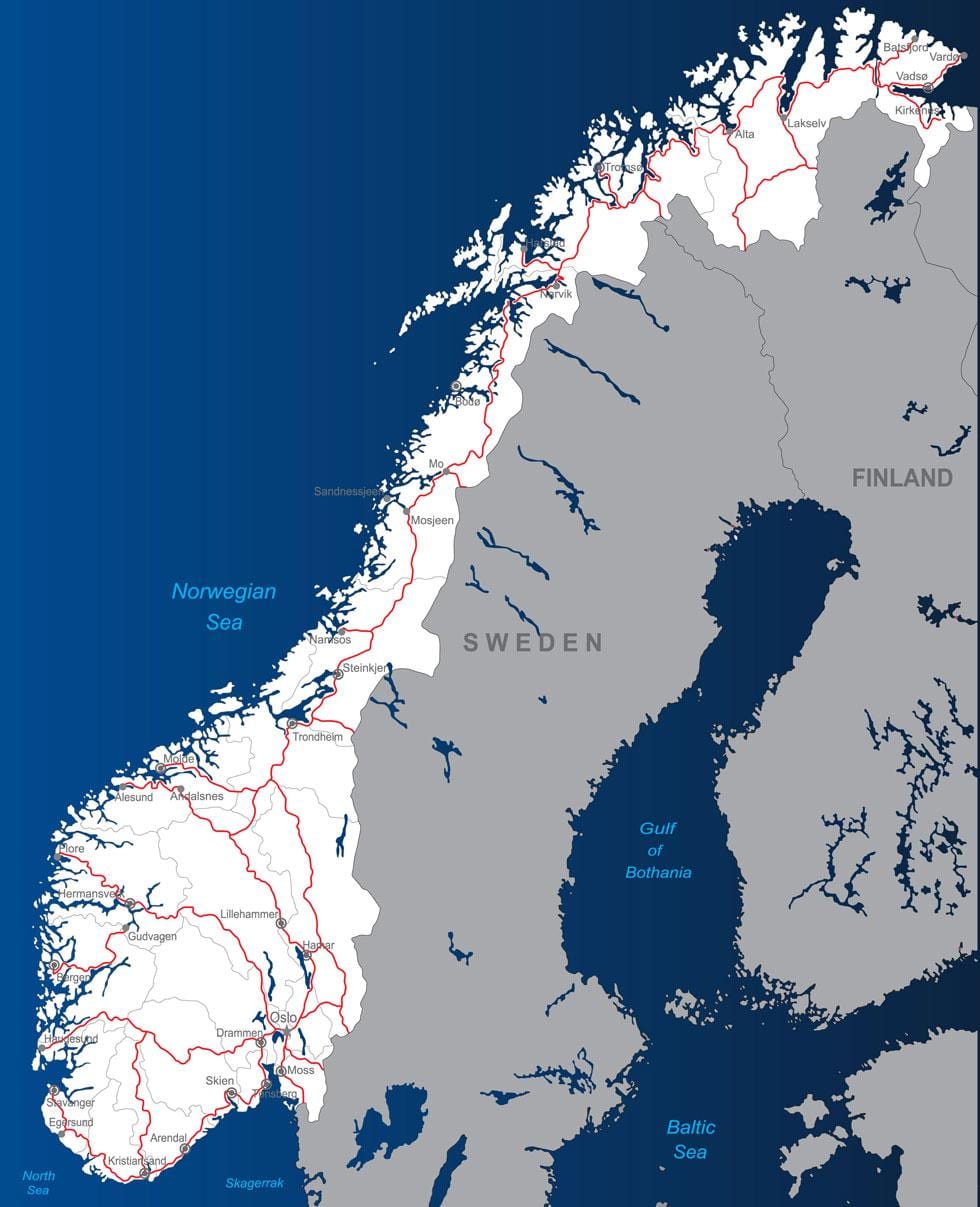 estradas com portagem Noruega mapa