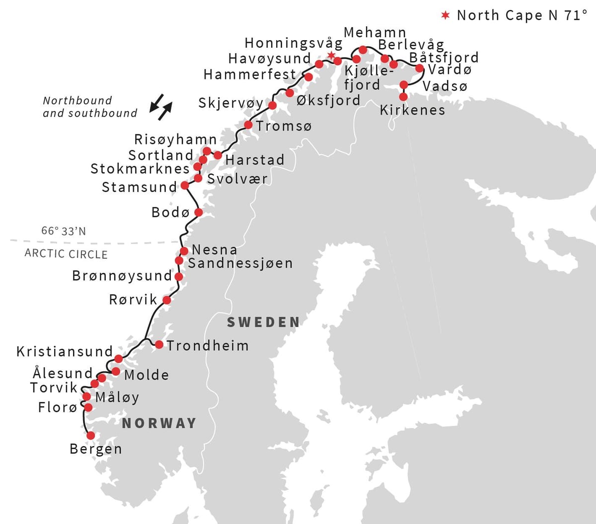 Mapa da Noruega portas