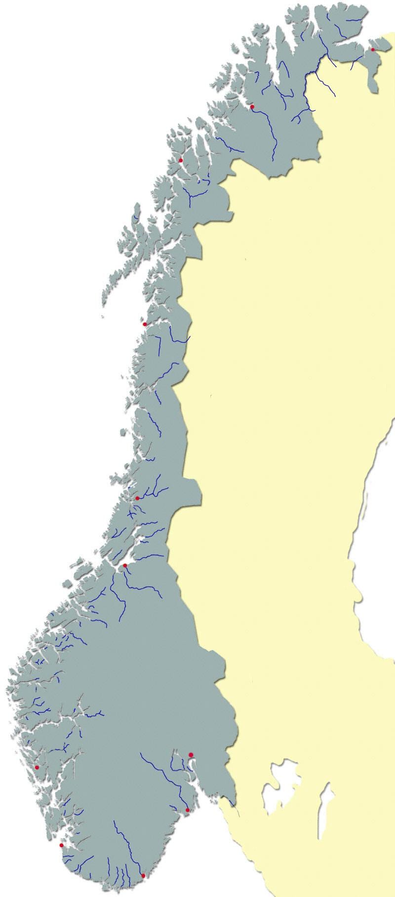 Mapa da Noruega rio