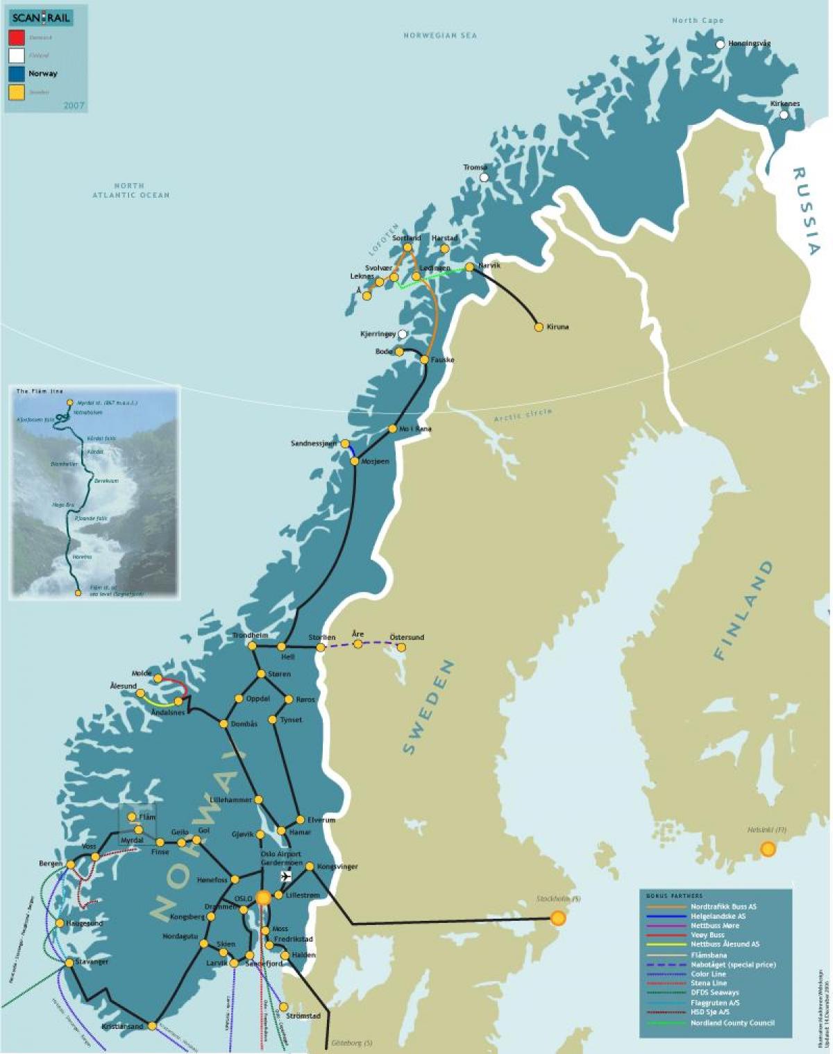 A noruega mapa ferroviário
