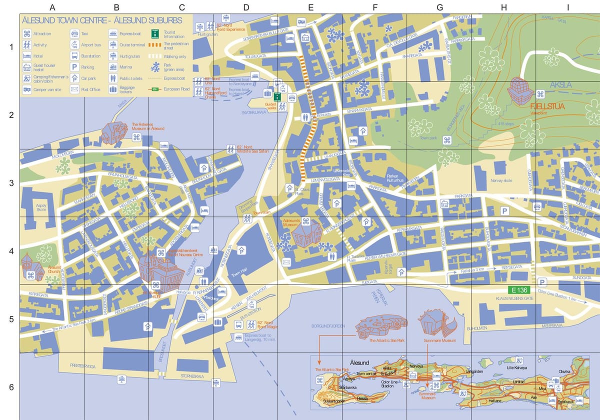 alesund Noruega mapa da cidade
