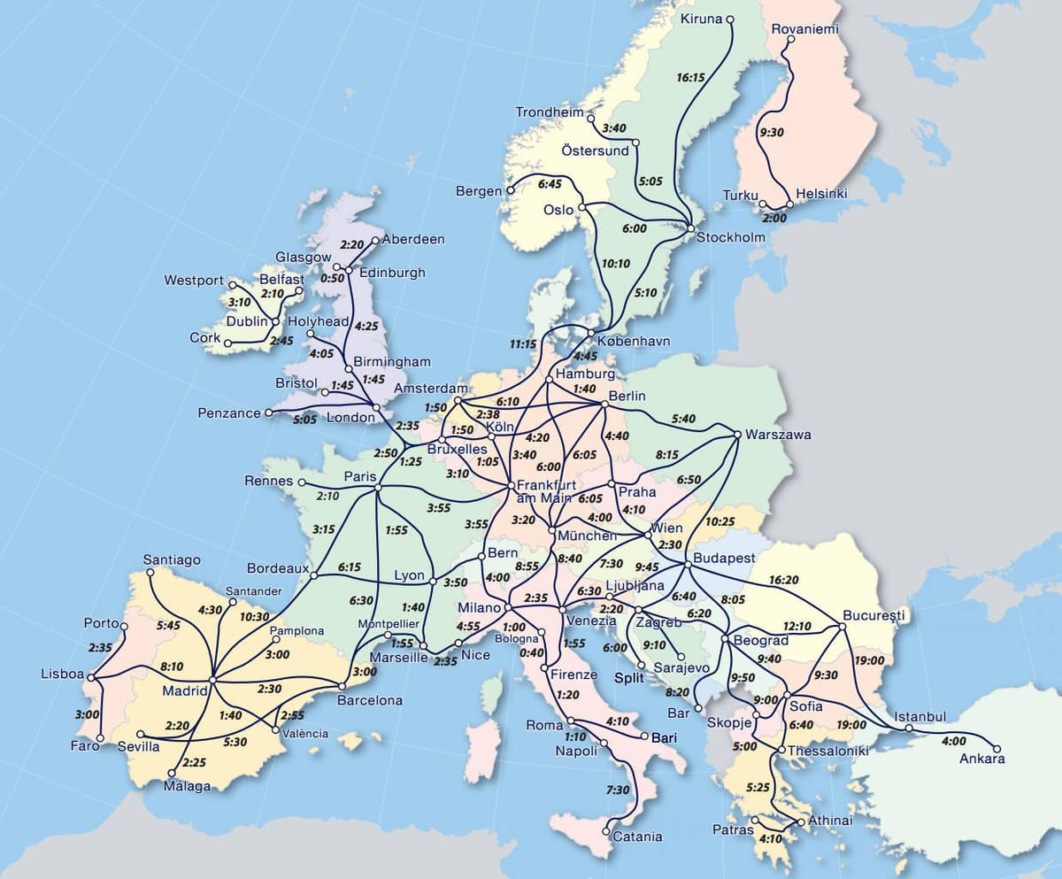Mapa da eurail Noruega