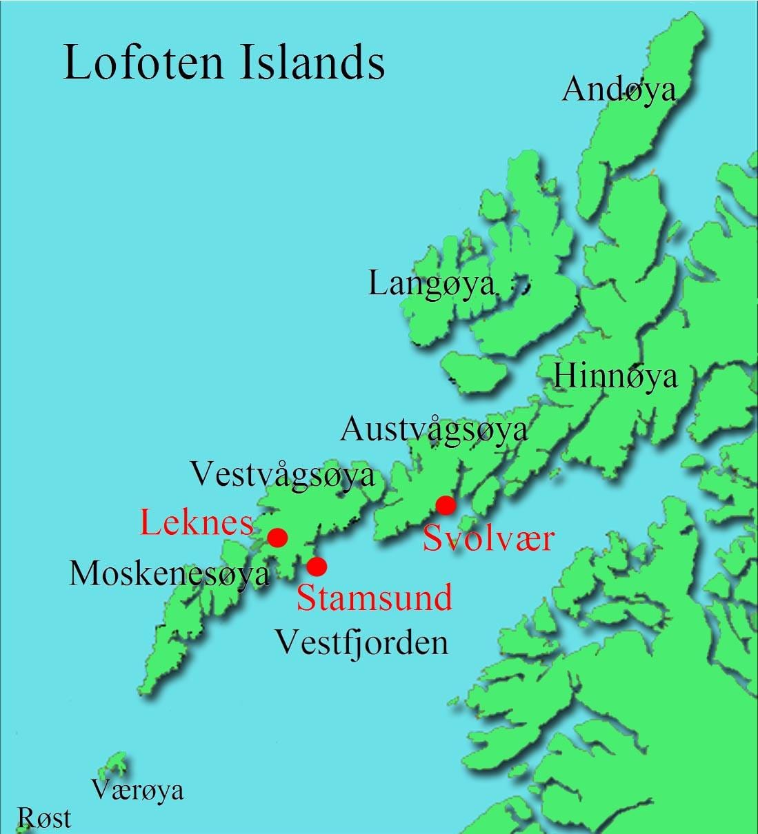 ilhas lofoten Noruega mapa