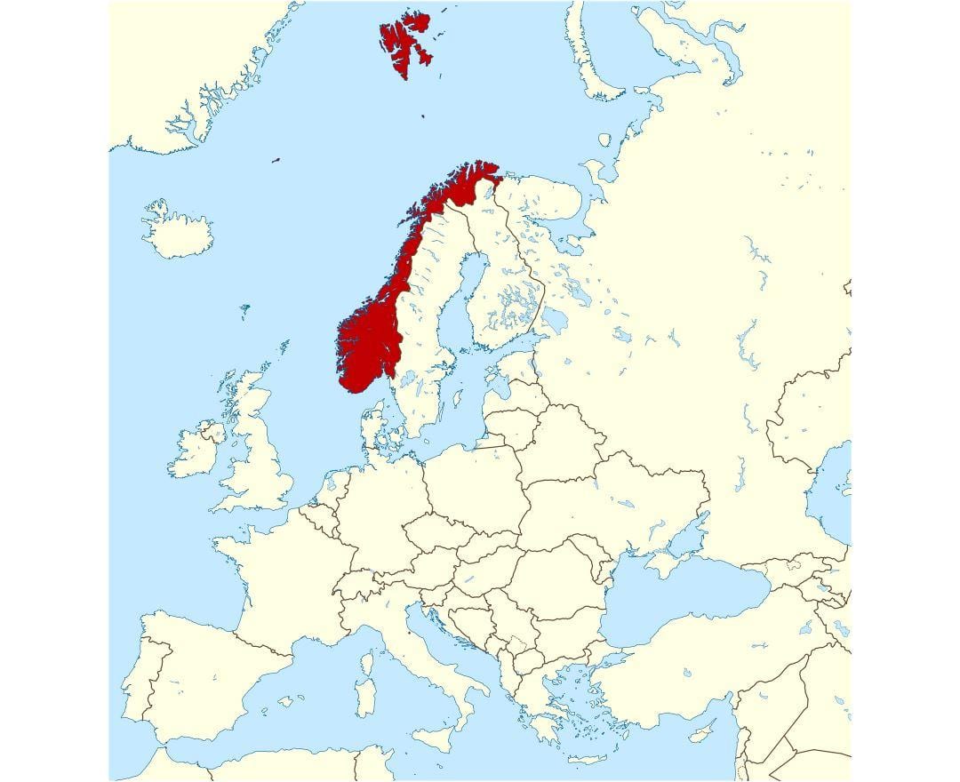 A noruega localização no mapa