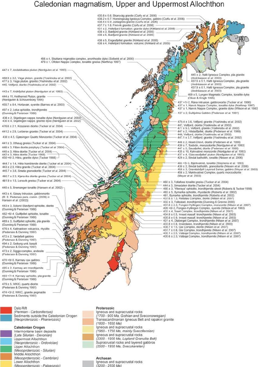 Mapa geológico da Noruega