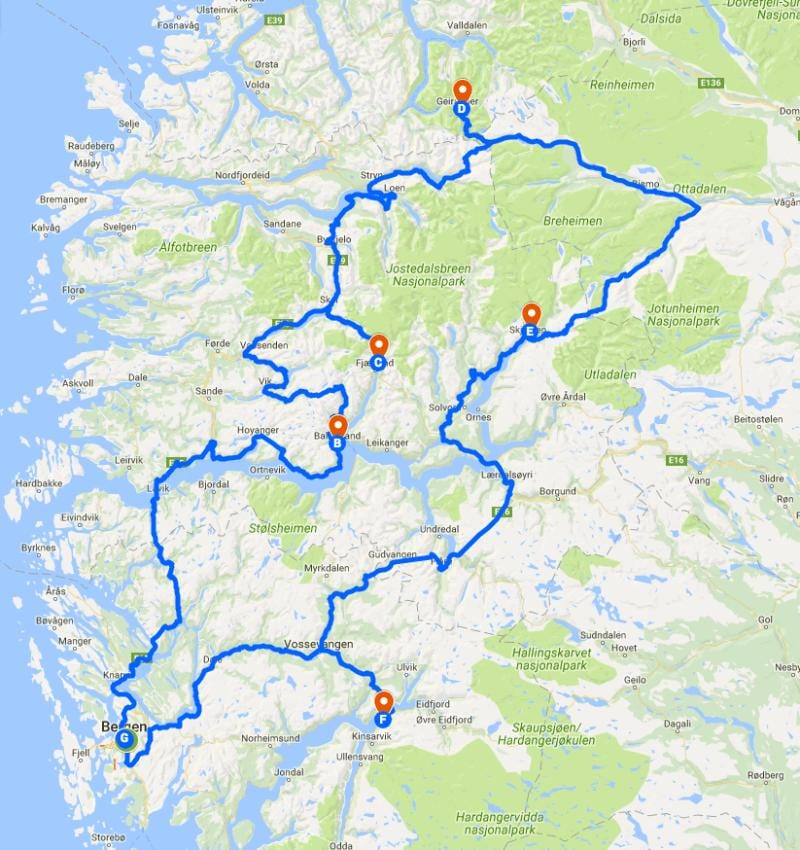 A noruega geleira mapa