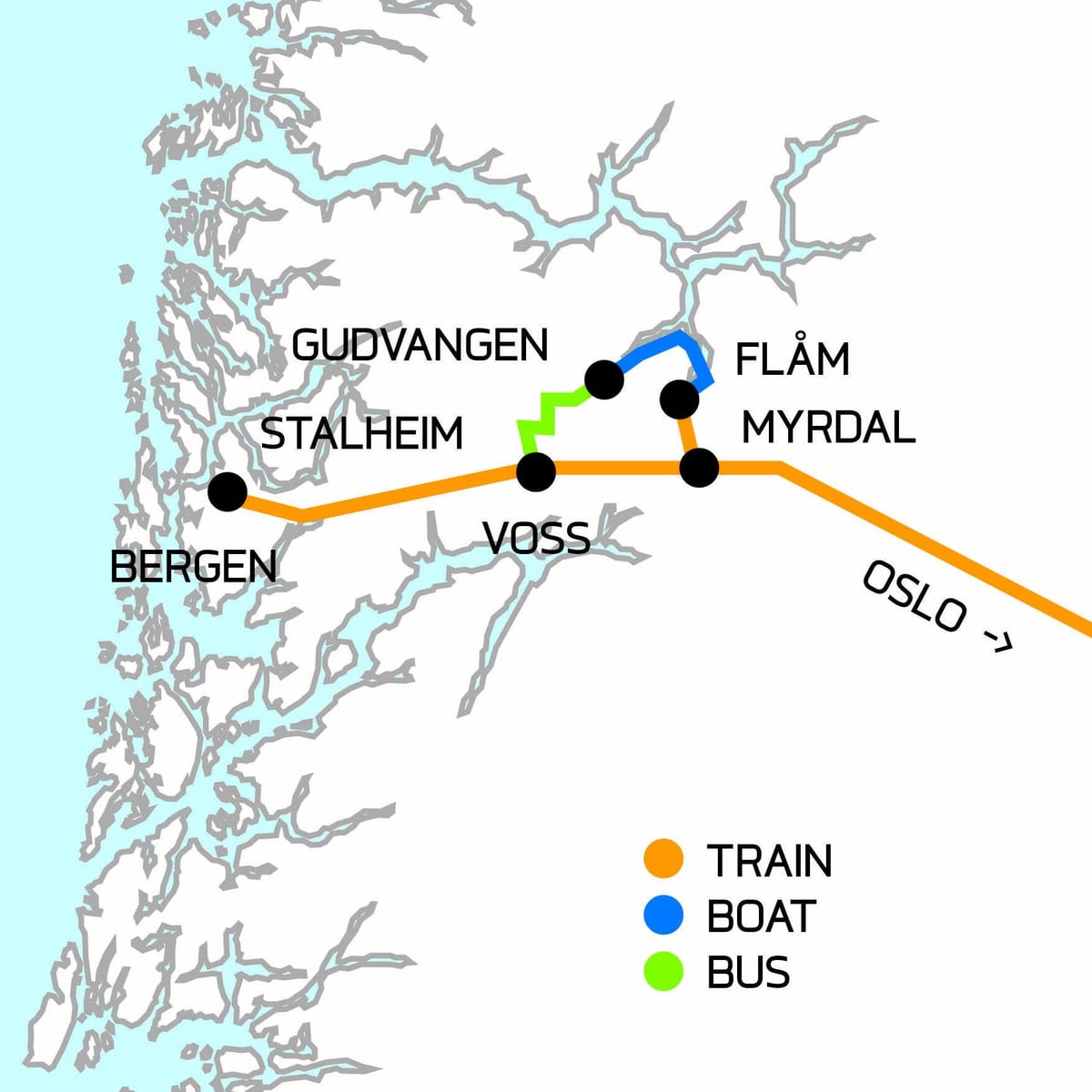 Mapa da Noruega, em poucas palavras