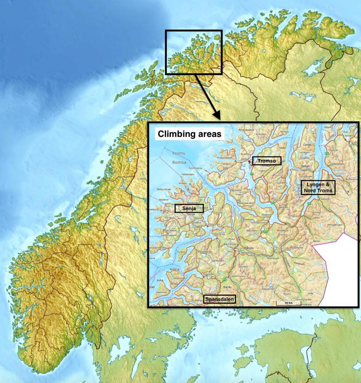 de tromsø, Noruega mapa