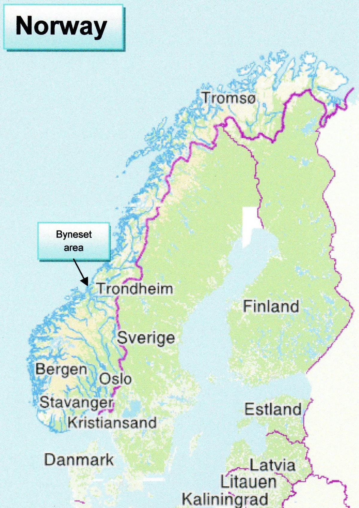 Mapa de trondheim-Noruega