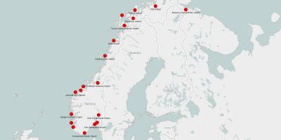 Mapa da Noruega aeroportos