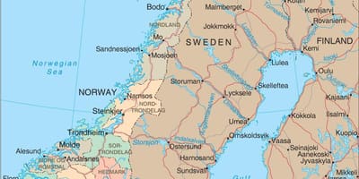 Mapa da Noruega cachoeiras
