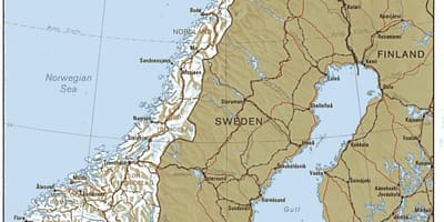 Mapa geográfico da Noruega