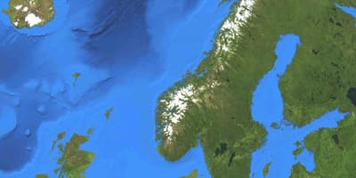 Mapa da Noruega por satélite