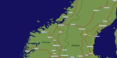 Mapa da Noruega rotas de trem